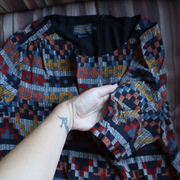 Pendleton multicolour Aztec print midi dress size 12 - Picture 7 of 8